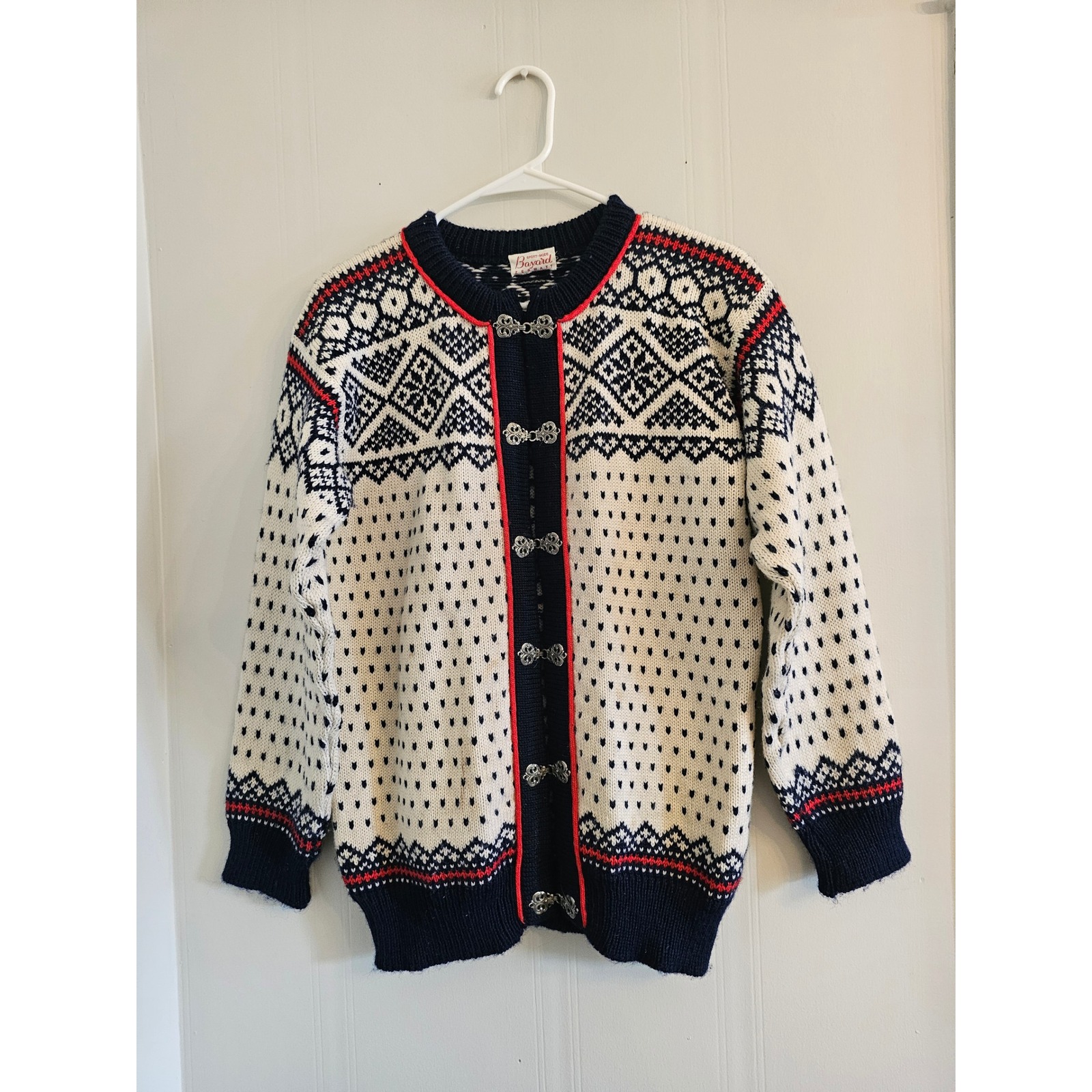Vintage Bayard Zermatt By Dale Of Noway Norwegian Nordic Cardigan Sweater Clasp
